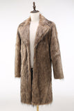 Khaki Fluffy Lång Fuskpäls Coat