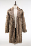 Khaki Fluffy Lång Fuskpäls Coat