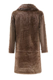 Fluffy Coffee Long Faux Fur Män Coat med fickor