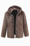 Khaki Mäns Vinter Faux Fur Coat Hooded