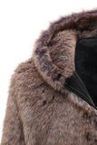 Khaki Mäns Vinter Faux Fur Coat Hooded