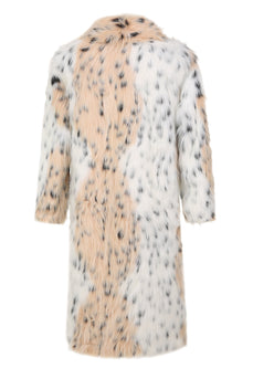 Vit Mäns Halvlängd Tryckt Leopard Faux Fur Coat