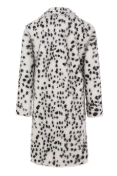 Vit Svart Leopard Tryck Faux Fur Coat Mäns Mellanlång kostym krage