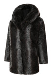 Svart Mäns Vinter Pösig Långärmad Huva Faux Fur Coat