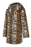 Mäns Vinter Mellanlång Leopard Fuskpäls Coat