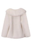 Svart Notched Kavajslag Långärmade Faux Fur Kort Kappa