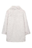 Elfenben Notched Kavajslag Kvinnors Päls Coat