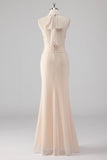Halter Cream Mermaid Cut Out Lång formell klänning