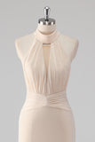 Halter Cream Mermaid Cut Out Lång formell klänning