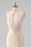 Halter Cream Mermaid Cut Out Lång formell klänning