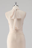 Halter Cream Mermaid Cut Out Lång formell klänning