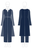 Jumpsuit Marinblå Appliques Chiffong Långärmad Fyrkantig hals Brudens Mor Sets