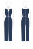 Jumpsuit Marinblå Appliques Chiffong Långärmad Fyrkantig hals Brudens Mor Sets