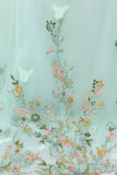 Princess Mint Balklänning Spaghetti Remmar Tyll Quinceanera Klänning med Blomma Appliques