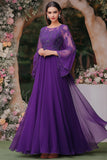 Elegant Lila En linje Sjalärm Mor Klänning Med Appliques