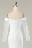 Off the Shoulder Elfenben Sjöjungfru Matt Satin Bröllopsklänning