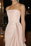 Fodral Rosa Satin Axelbandslös Gala Klänning