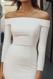 Bodycon Vit Off The Shoulder Kort Graduation Klänning