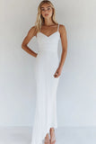 Bodycon Vit Bomull Spaghetti Remmar Plisserad Graduation Klänning