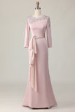 Blush Lace Slida Klänning för Brudens Mor med Långa ärmar