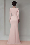 Blush Lace Slida Klänning för Brudens Mor med Långa ärmar
