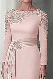 Blush Lace Slida Klänning för Brudens Mor med Långa ärmar
