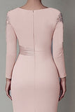 Blush Lace Slida Klänning för Brudens Mor med Långa ärmar