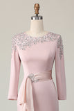 Blush Lace Slida Klänning för Brudens Mor med Långa ärmar
