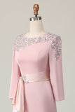 Blush Lace Slida Klänning för Brudens Mor med Långa ärmar