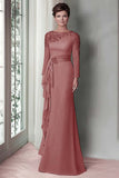 Blush Lace Slida Klänning för Brudens Mor med Långa ärmar