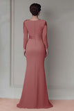 Blush Lace Slida Klänning för Brudens Mor med Långa ärmar