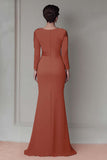Blush Lace Slida Klänning för Brudens Mor med Långa ärmar