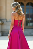 Fuchsia A Line Axelbandslös Balklänning med slits