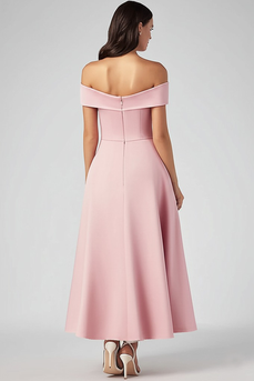 Off The Shoulder Rosa En linje Satin Formell Klänning