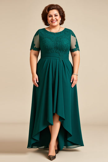 Tall Hög-Låg Plus Size Klänning för Brudens Mor
