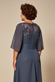 Plus Size Twillght Chiffong A Line Klänning för brudens mor med halva ärmar