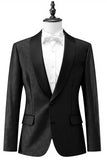 Mäns Svart One Button Sjal Kavajslag Jacquard Prom Kavaj