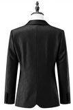 Mäns Svart One Button Sjal Kavajslag Jacquard Prom Kavaj