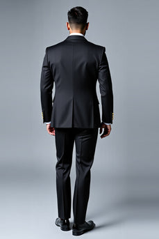 Svart Notched Lapel 3 Pieces Prom Suits för män