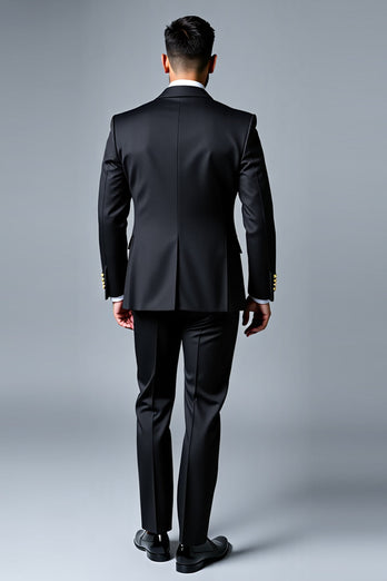 Svart Notched Lapel 3 Pieces Prom Suits för män
