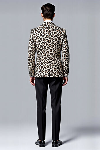 Leopard Sjal Kavajslag 2 Piece Baldräkt för män