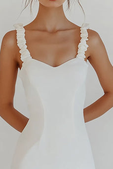 Chic Bodycon Volang Vit Graduation Klänning