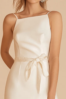 Ivory Bodycon Spaghetti Remmar Kort Examen Klänning