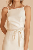 Ivory Bodycon Spaghetti Remmar Kort Examen Klänning
