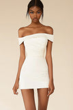 Bodycon Vit Off The Shoulder Examensklänning