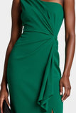 Mörkgrön One Shoulder Bodycon Midi Work Dress med slits