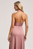 Halter Rosa En linje Satin Brudtärna Klänning