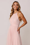 Halter Candy Rosa En linje Ärmlös Brudtärna Klänning