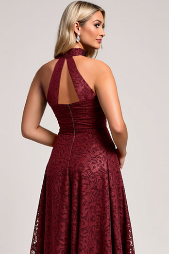 Halter Cabernet En linje Spets Brudtärna Klänning