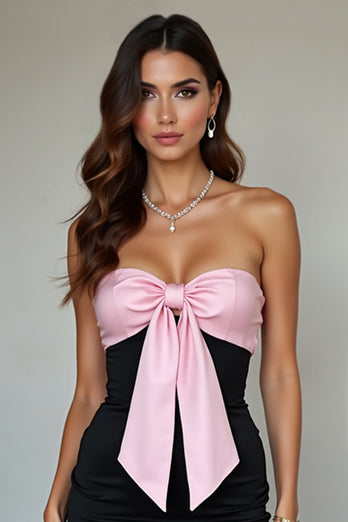 Svart Bodycon Axelbandslös Homecoming Klänning